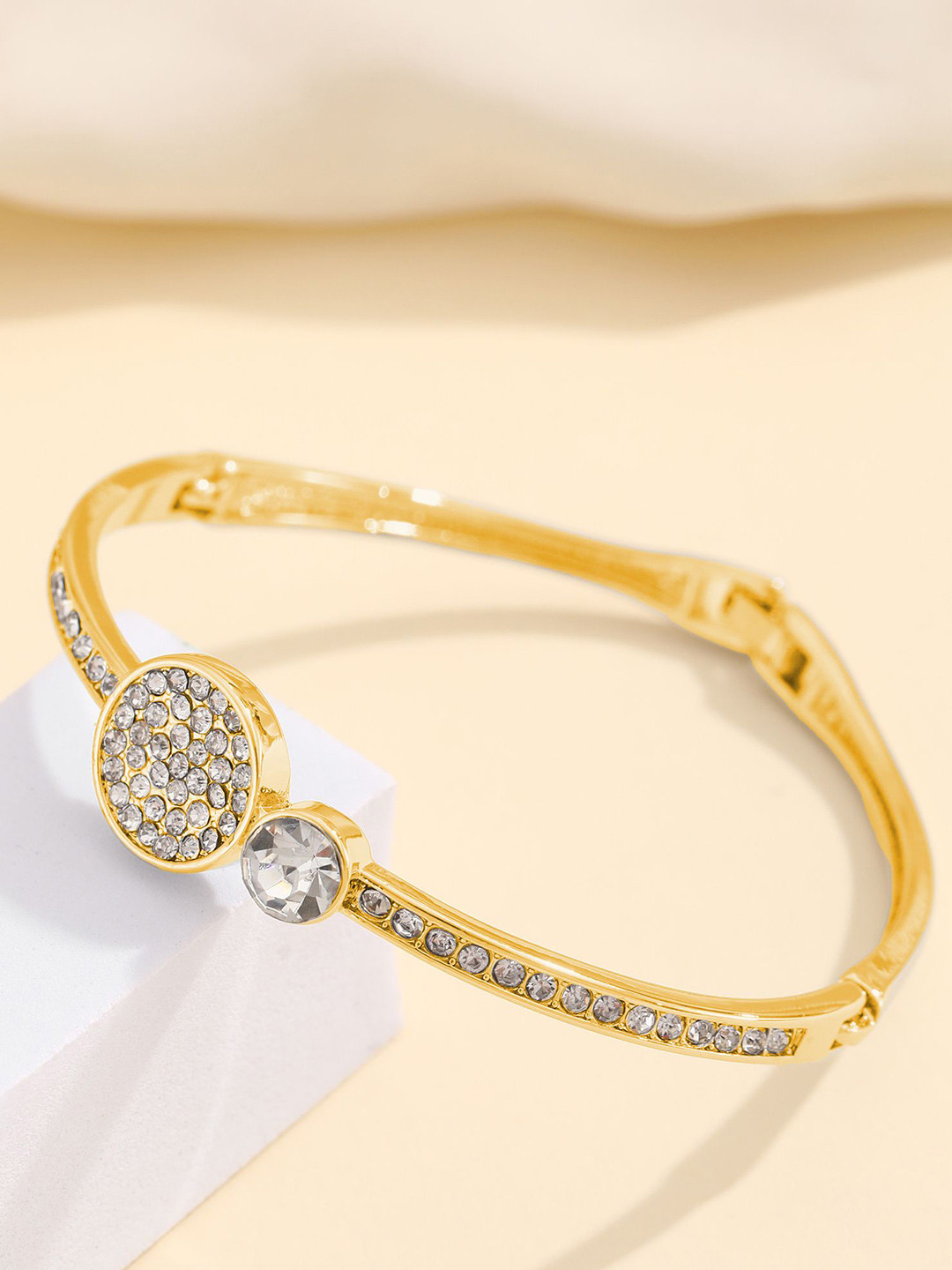 

Shining Diva Fashion Gold-Plated Crystals Studded Wraparound Bracelet