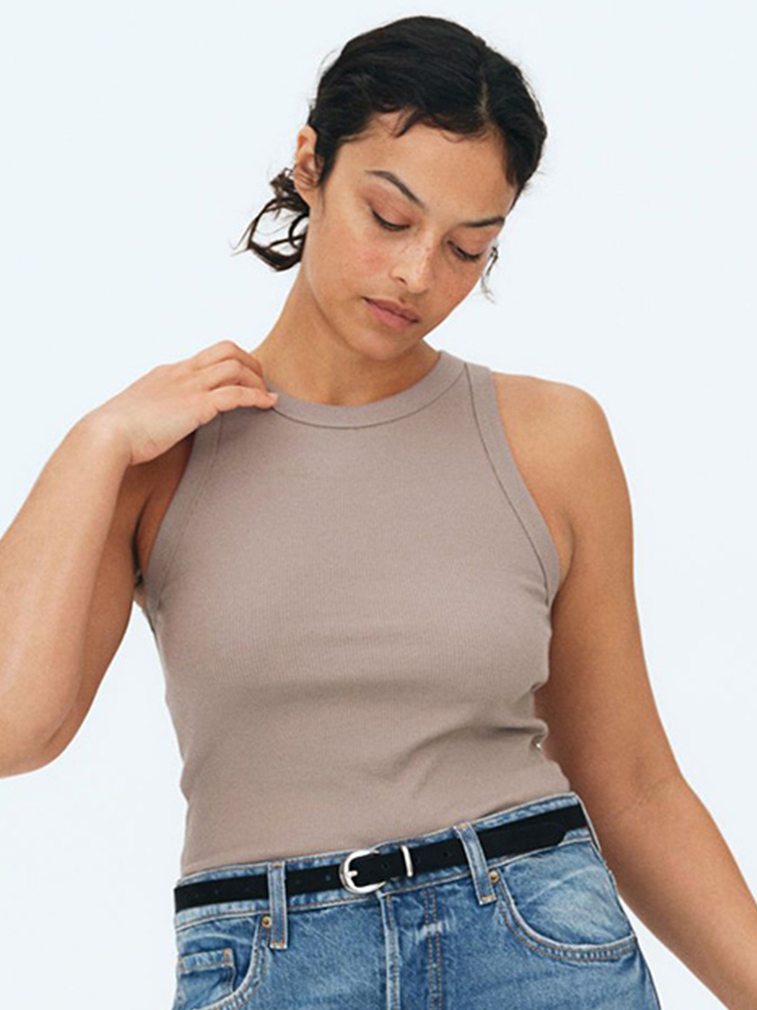 

H&M Ribbed Vest Top, Beige