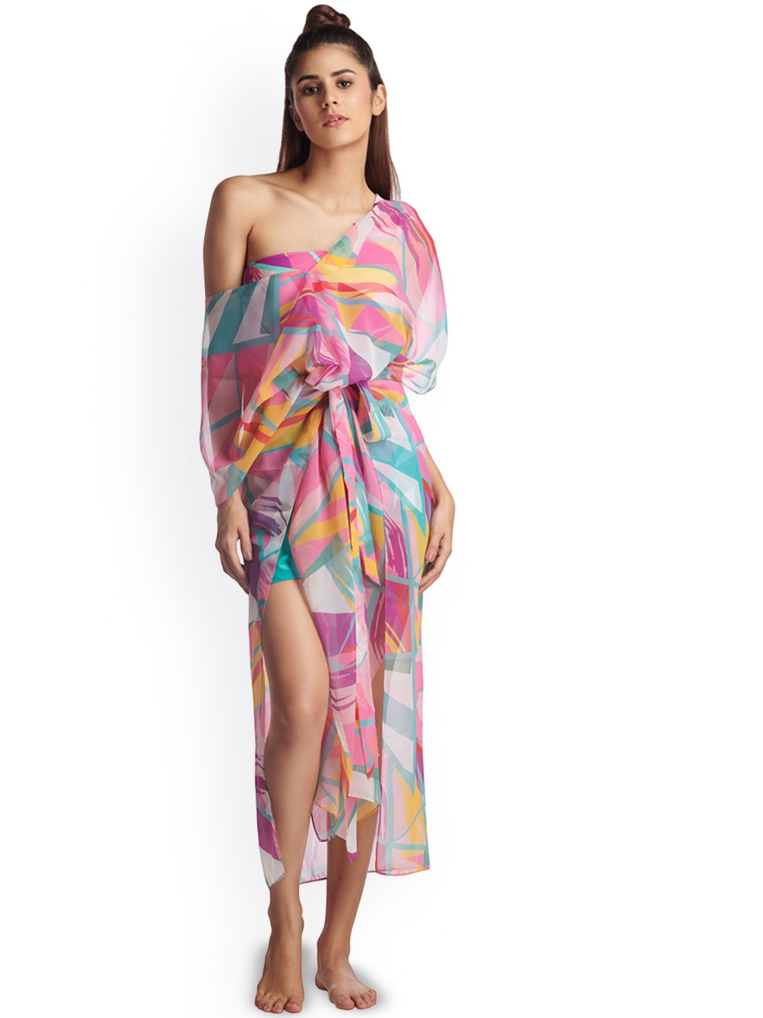

KAI RESORTWEAR Printed Seamless Kaftan Coverup Dress, Pink