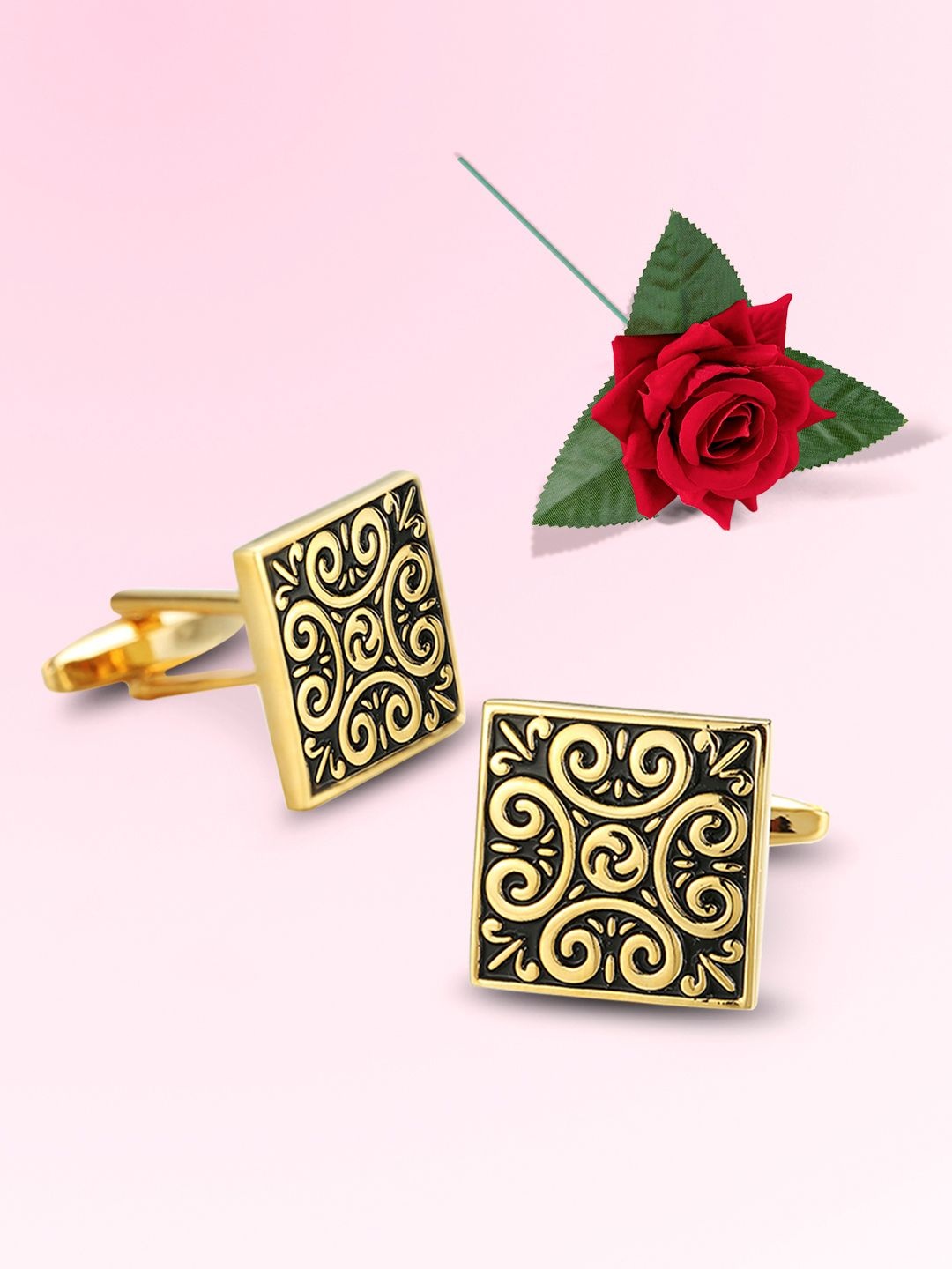 

Peora Men Geometric Fashion Cufflink, Gold