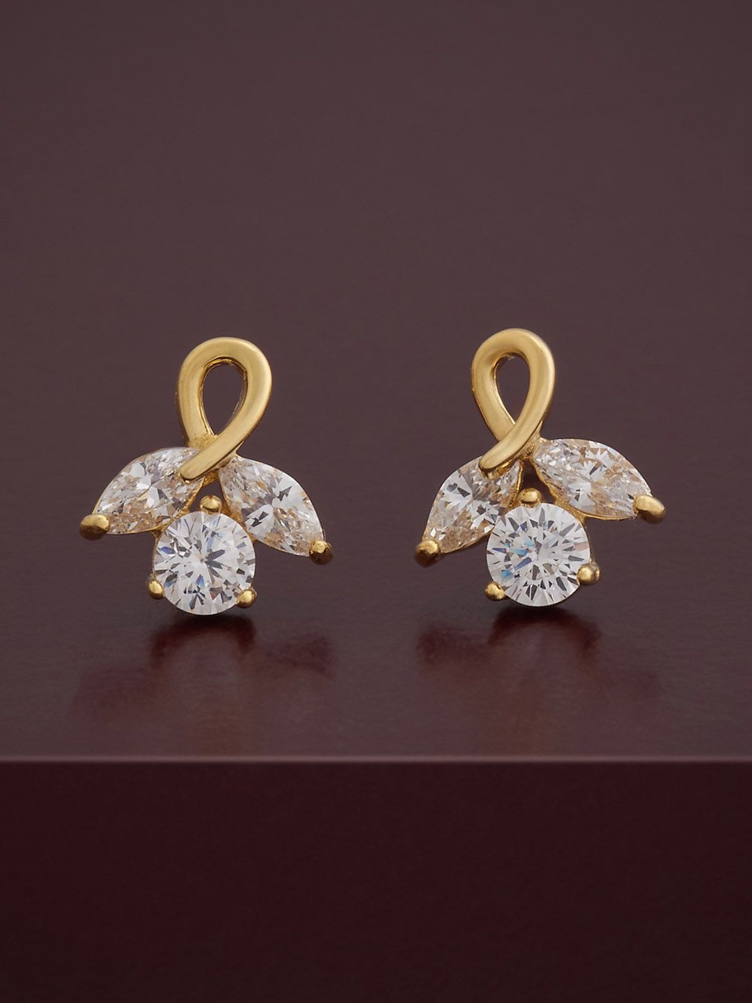 

Kushal's Fashion Jewellery 92.5 Silver Gold Plated Studs Earrings, White