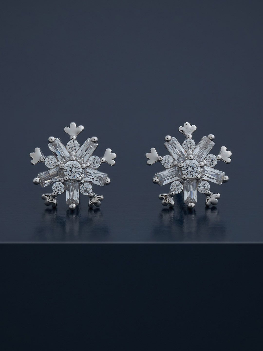 

Kushal's Fashion Jewellery 92.5 Sterling Silver Rhodium-Plated Stone Studded Studs