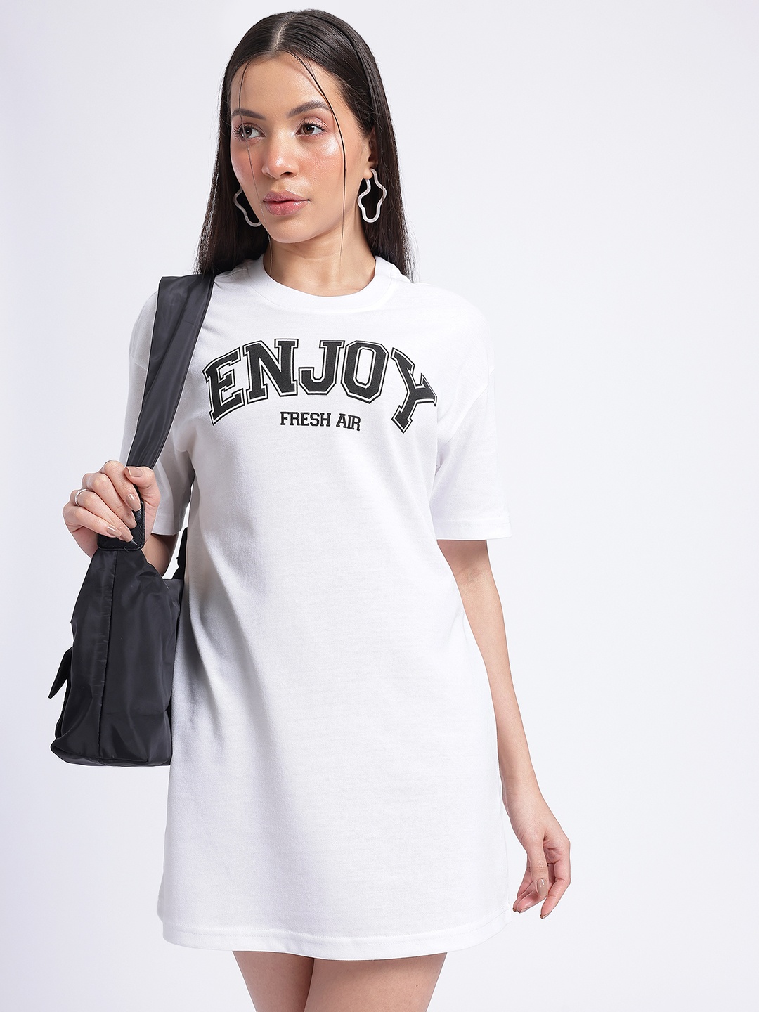 

glitchez Groovy Letters Drop-Shoulder Sleeves Mini T-shirt Dress, White