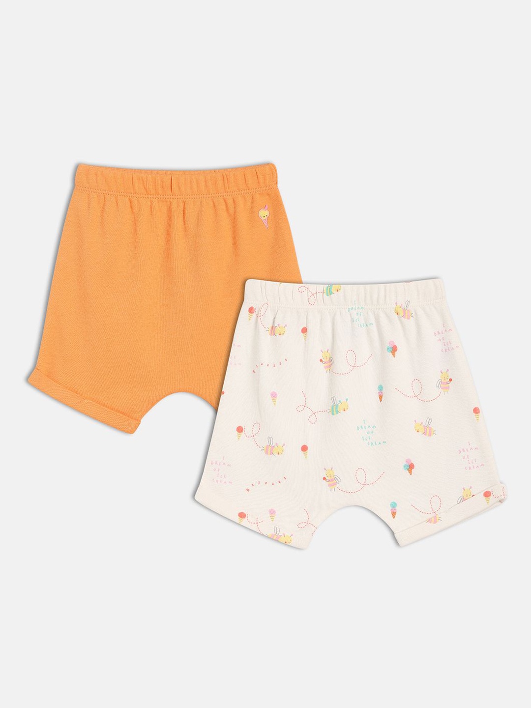 

MINI KLUB Girls Conversational Printed Shorts, Orange