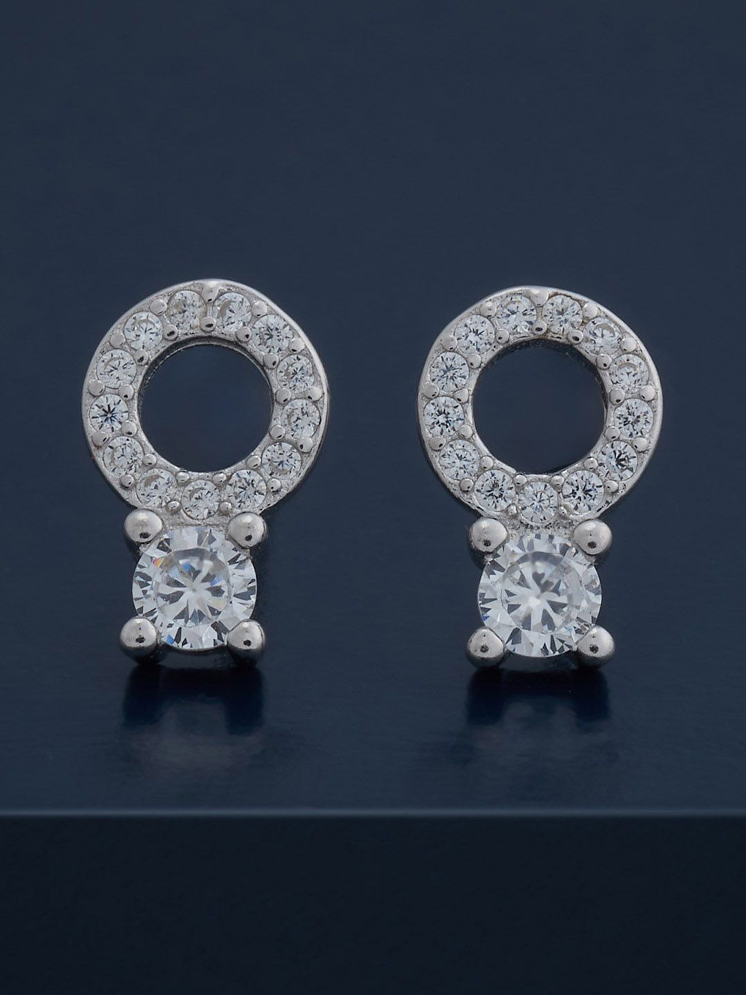 

Kushal's Fashion Jewellery 92.5 Silver Rhodium-Plated CZ Circular Studs