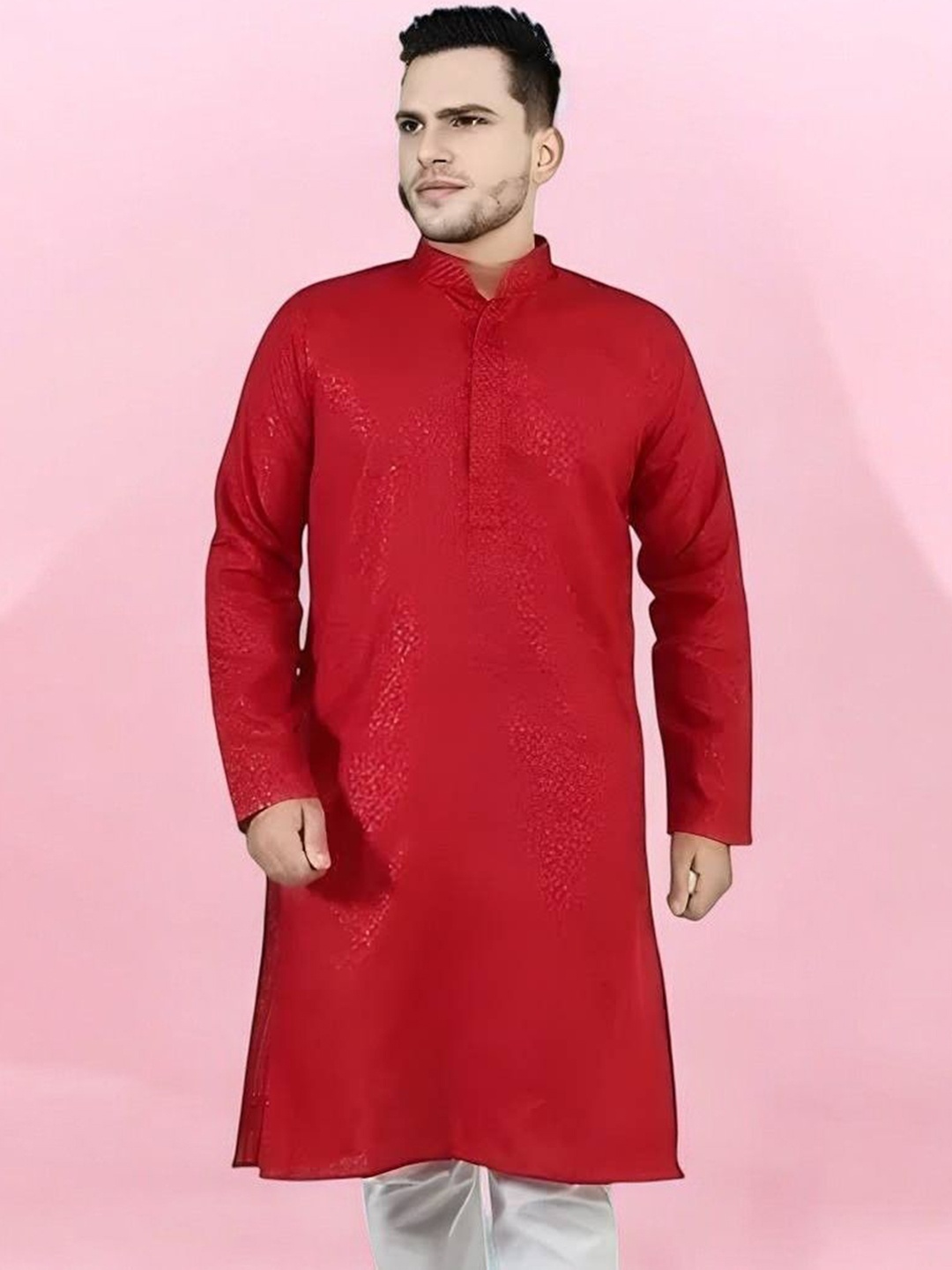 

Atly Mandarin Collar Straight Kurta, Red