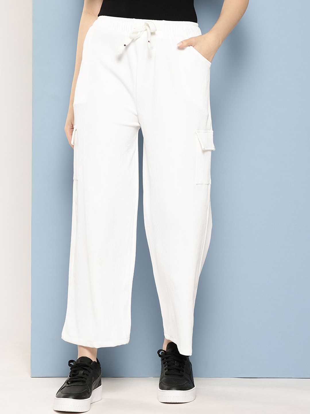 

CORSICA Women Original Relaxed Fit High-Rise Flat-Front Parallel Trousers, White