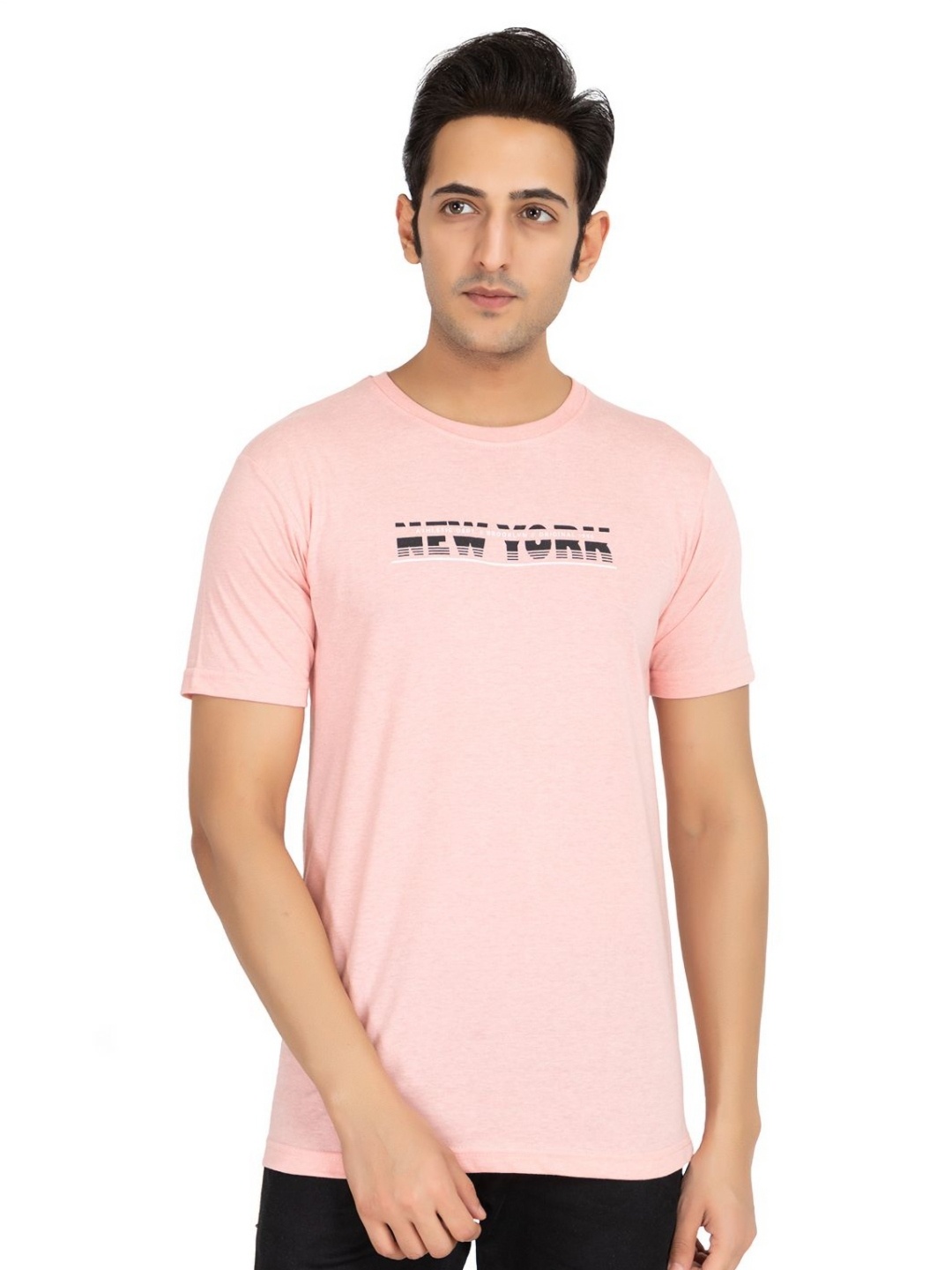

Antiloop Men Typography Printed Round Neck Cotton T-shirt, Pink