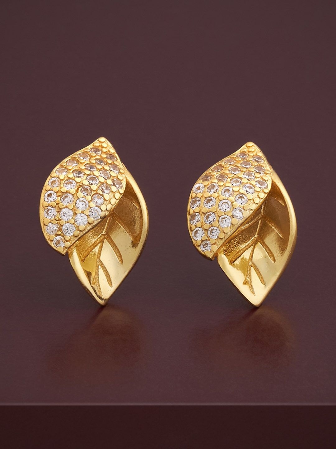 

Kushal's Fashion Jewellery 92.5 Silver Gold-Plated Stone Studded Studs