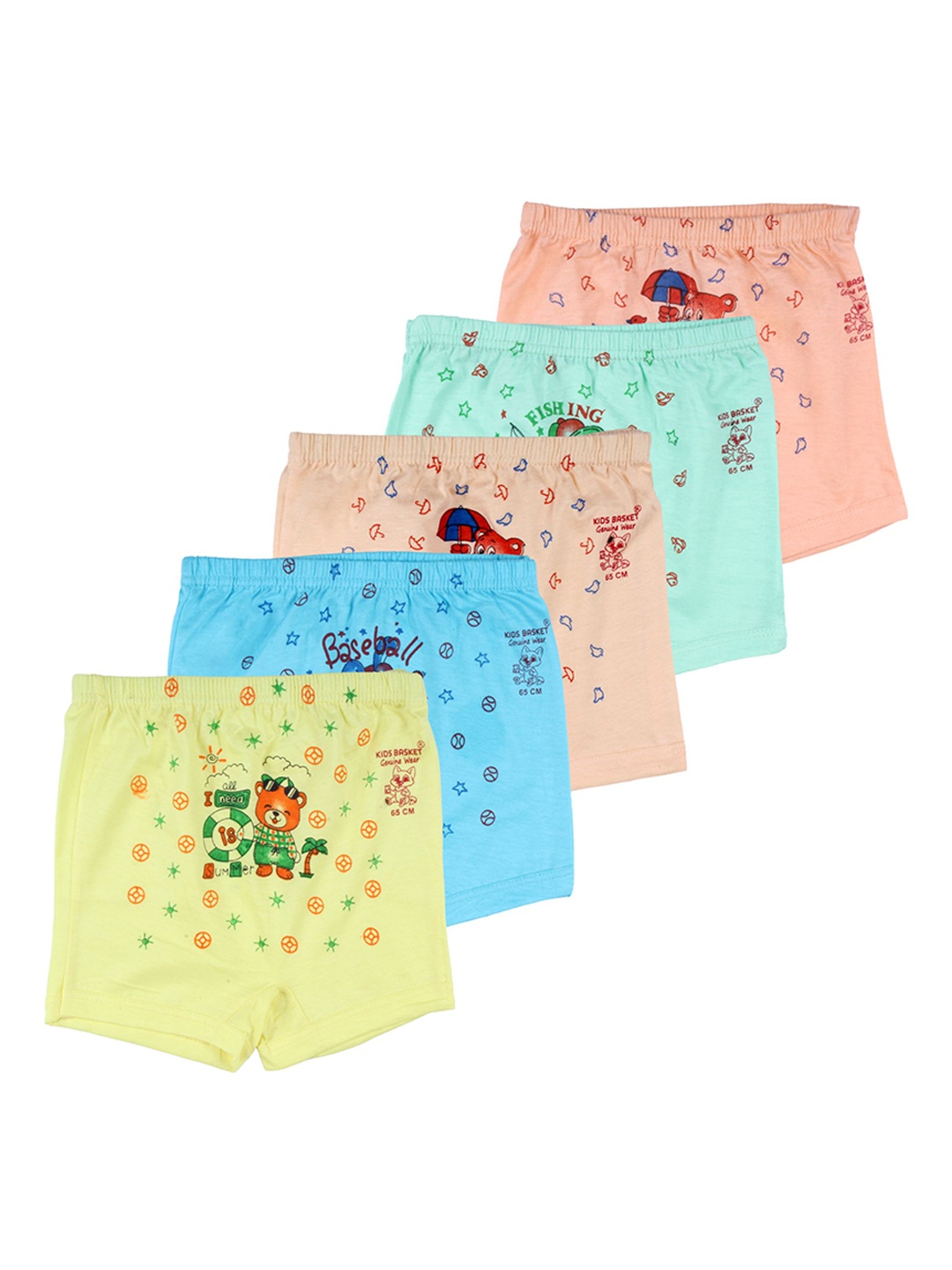 

Kids Basket Pack Of 5 Printed Cotton Basic Briefs M-BY-KBFROOTY-DR-5PC, Yellow