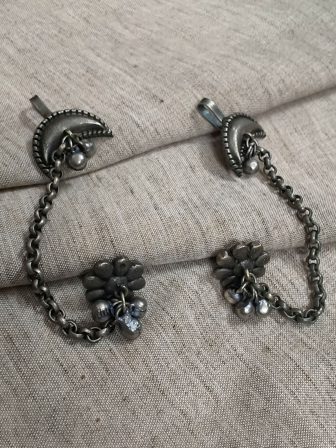 

Molcha Contemporary Shaped Oxidised Ear Cuff, Silver