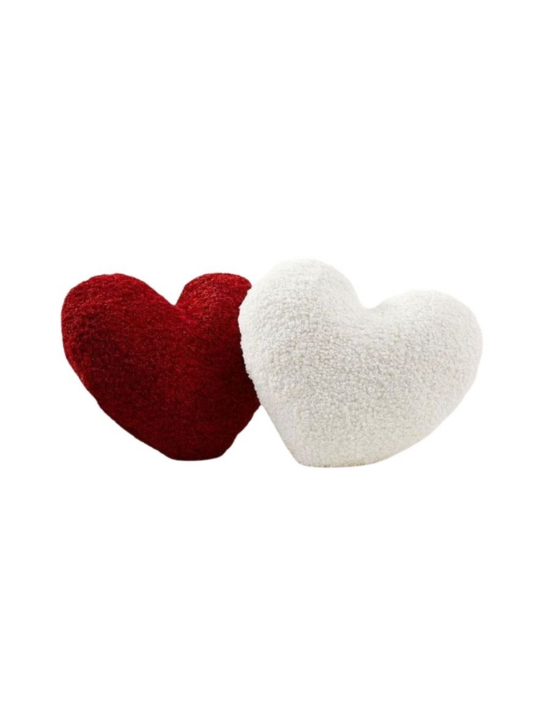 

THROWPILLOW White & Red 2 Pieces Embellished Valentine Heart Shaped Cushion Covers