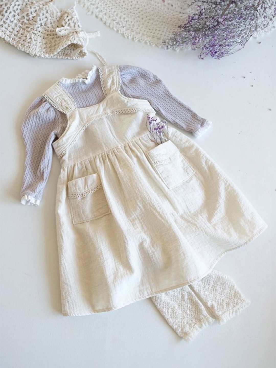 

LULU & SKY Peplum Dress, Beige