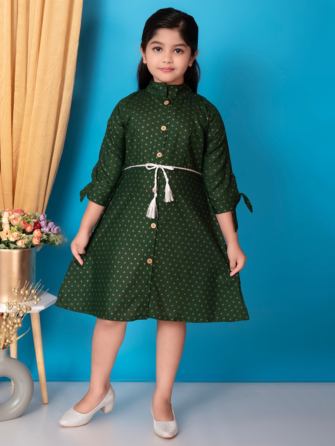 

BARKAT DESIGNING PLANET Girls Printed A-Line Dress, Green