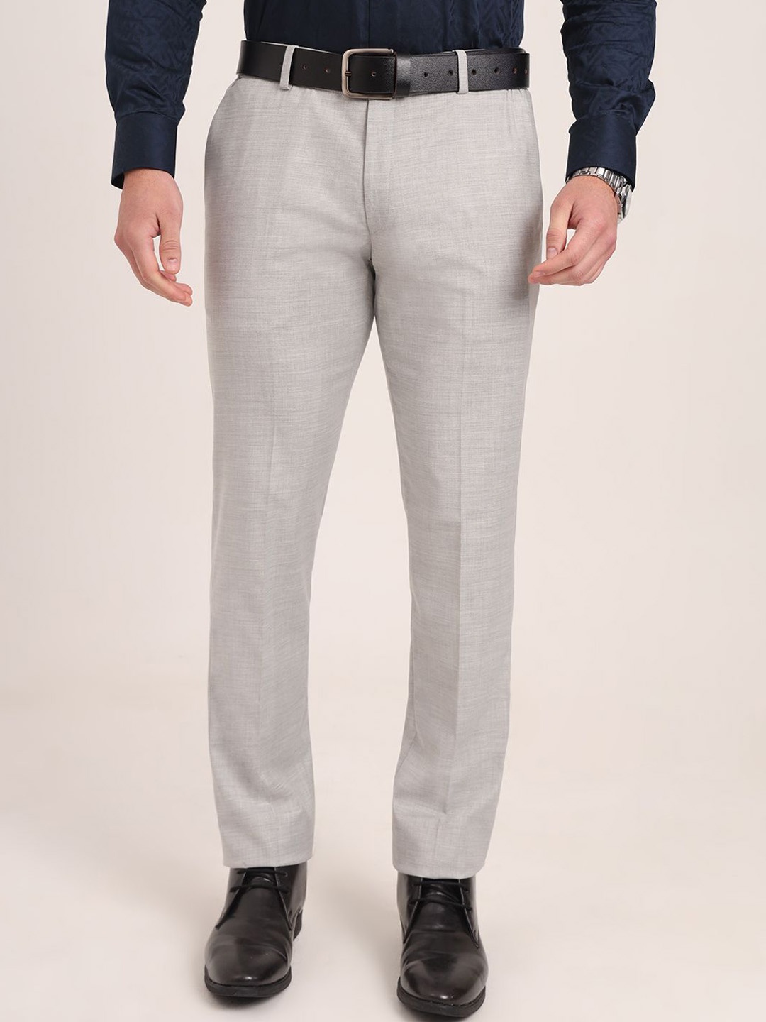 

JADE BLUE Men Mid-Rise Slim Fit Formal Trouser, Grey