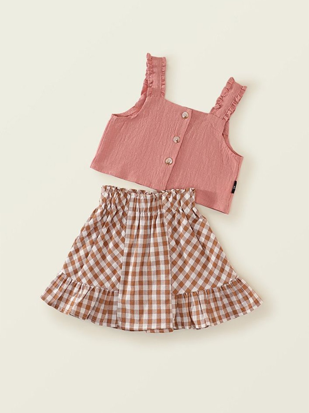 

LULU & SKY Girls Sleeveless Cotton Top With Skirt, Pink