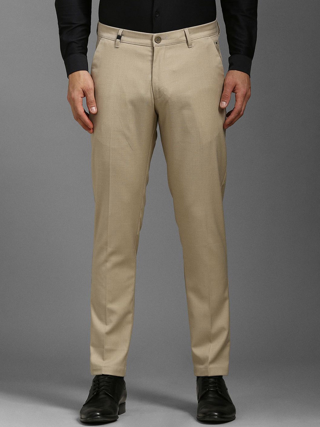 

Louis Philippe Men Mid-Rise Slim Fit Regular Trousers, Beige