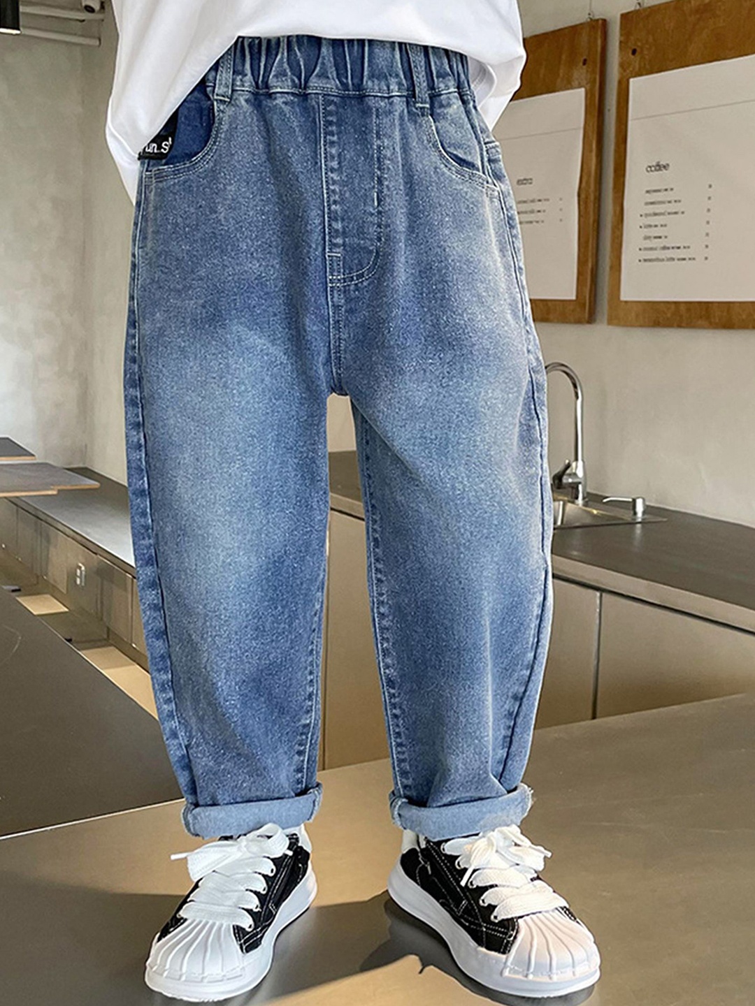 

LULU & SKY Boys Tapered Fit Mid-Rise Light Fade Jeans, Blue