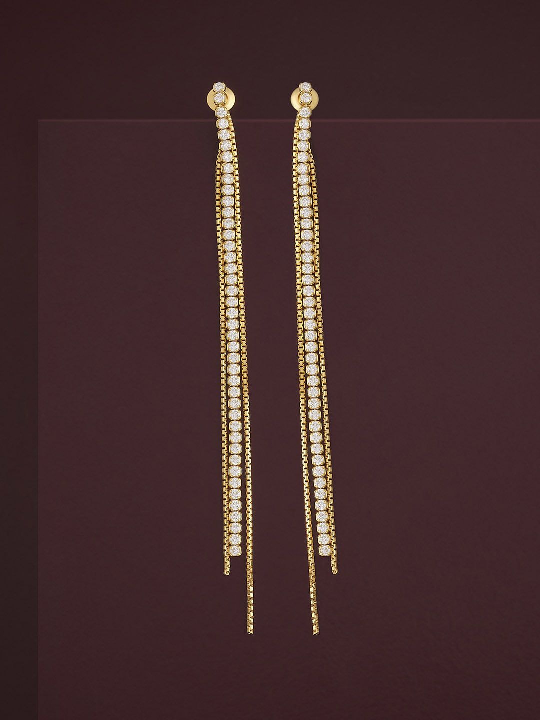 

Kushal's Fashion Jewellery 92.5 Silver CZ Classic Drop Earrings, Gold