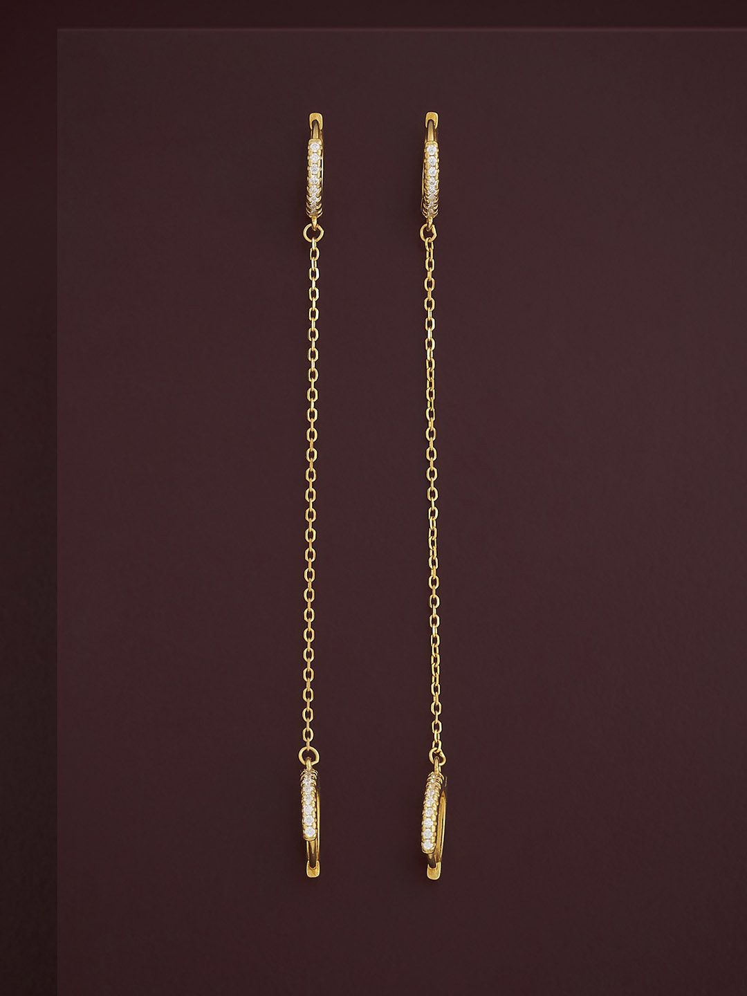 

Kushal's Fashion Jewellery 92.5 Silver Gold-Plated CZ Studded Hoop Earrings