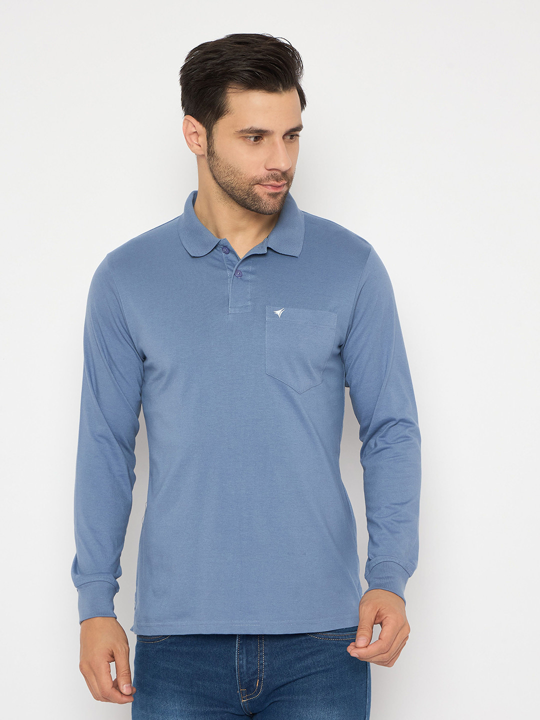 

NEVA Men Solid Polo Collar Cotton T-shirt, Blue