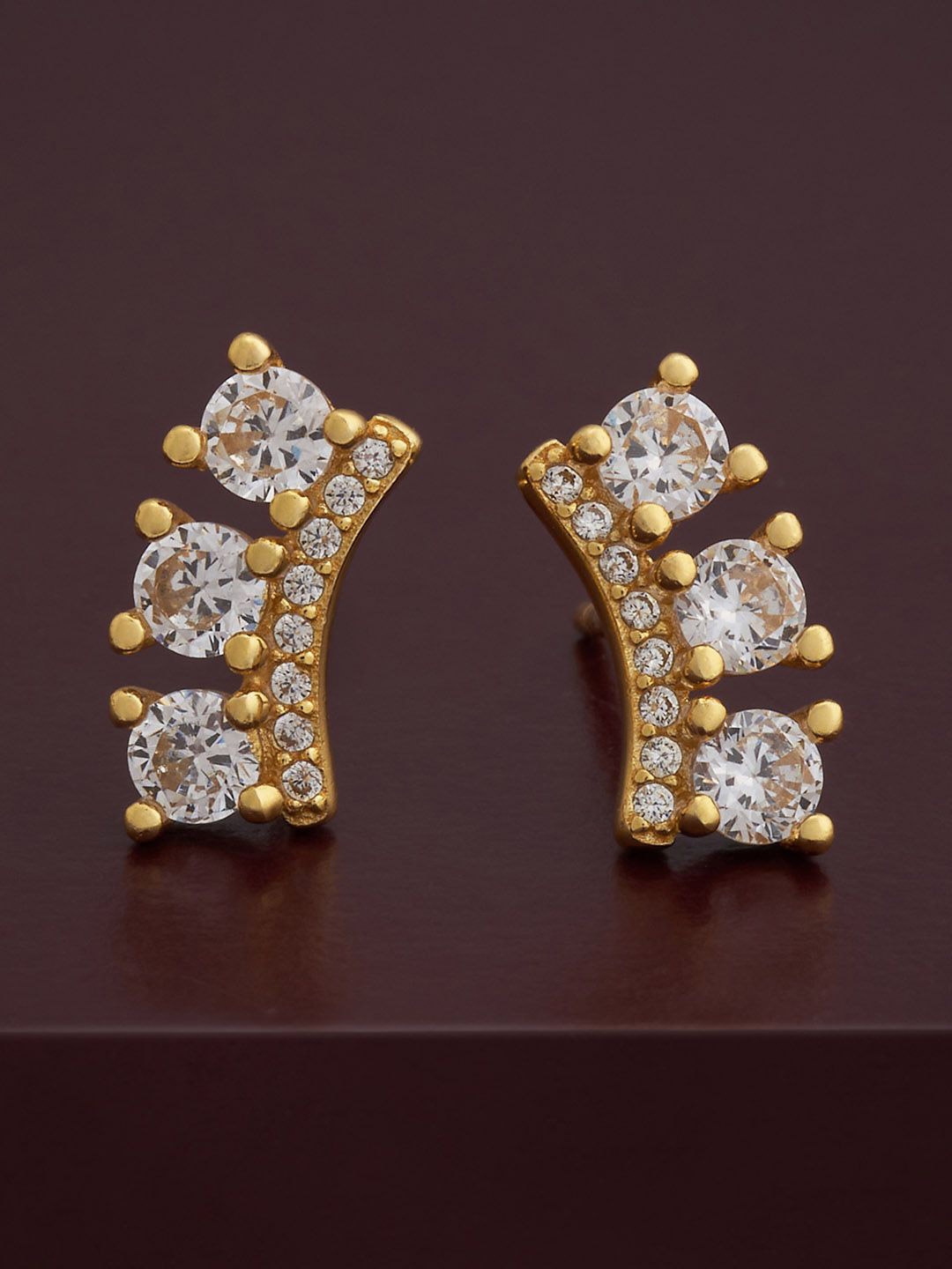

Kushal's Fashion Jewellery 92.5 Silver Gold-Plated Zircon Studs Earrings