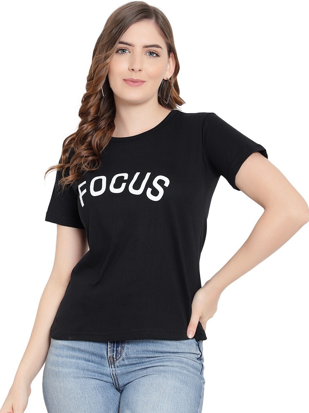 

DEEPMAYRA COLLECTION Women Printed Cotton Top, Black