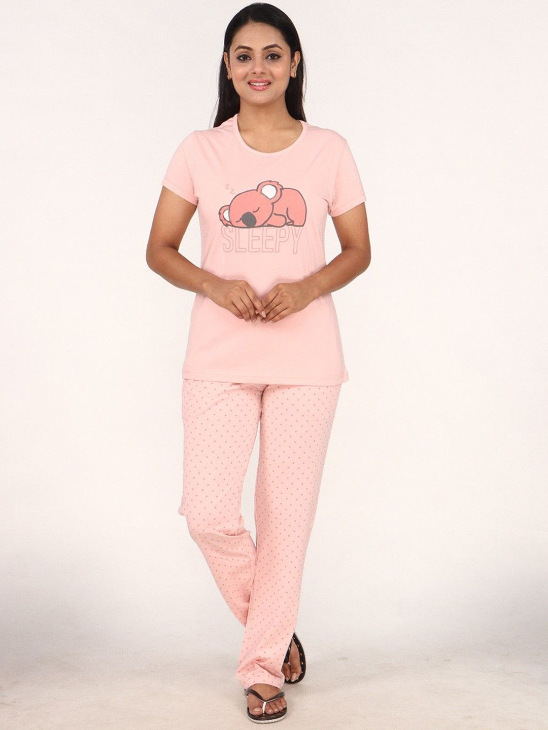 

CLINT Women Printed Night suit, Pink