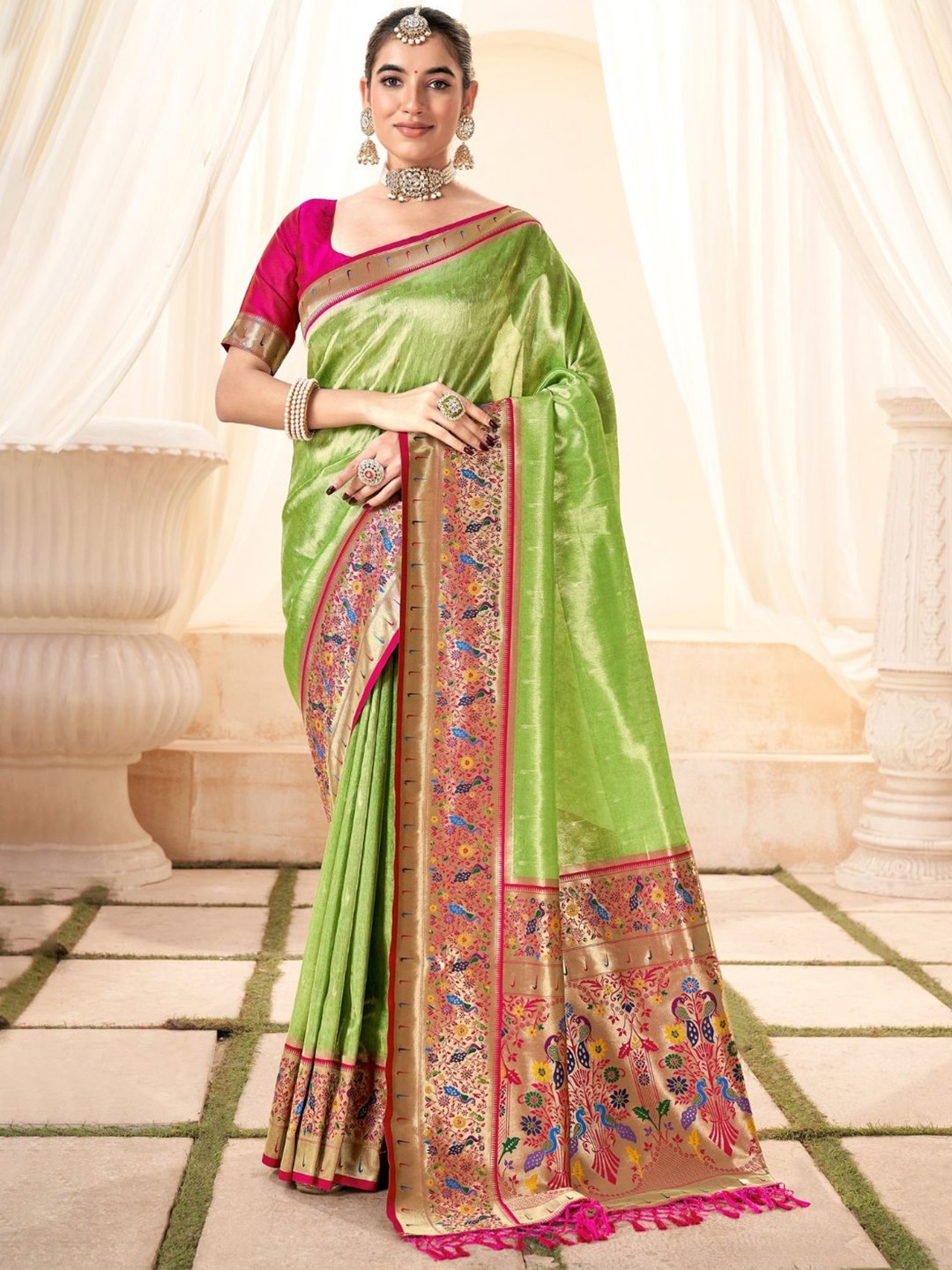 

DEVATITHI Green Silk Saree