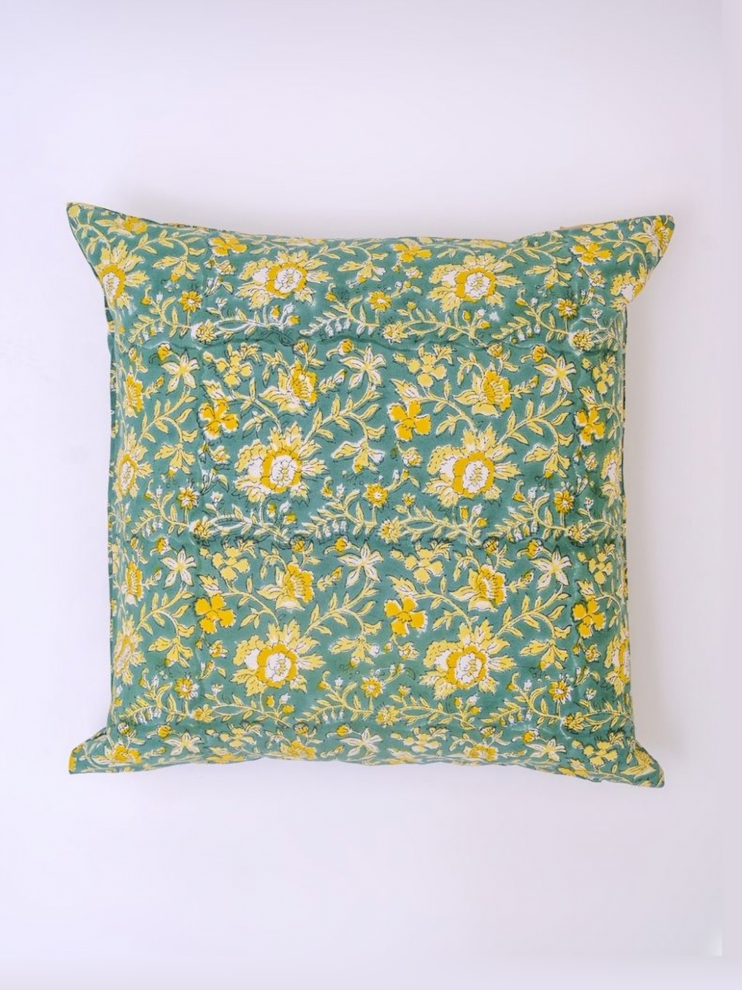 

Block N Style Green & Mustard Floral Printed Cotton Square Cushion Covers