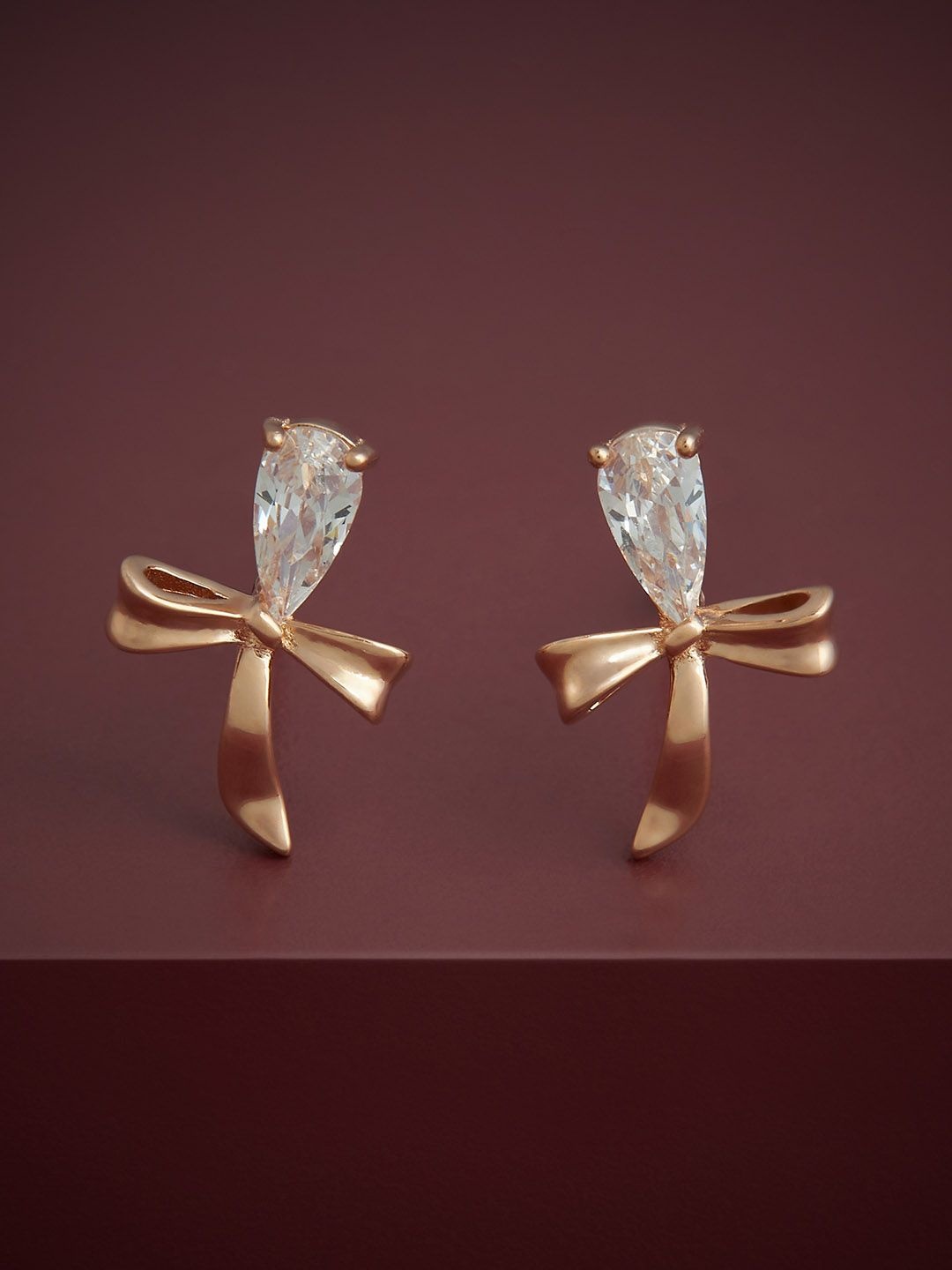 

Kushal's Fashion Jewellery 92.5 Silver Rose Gold-Plated Stones Studded Studs