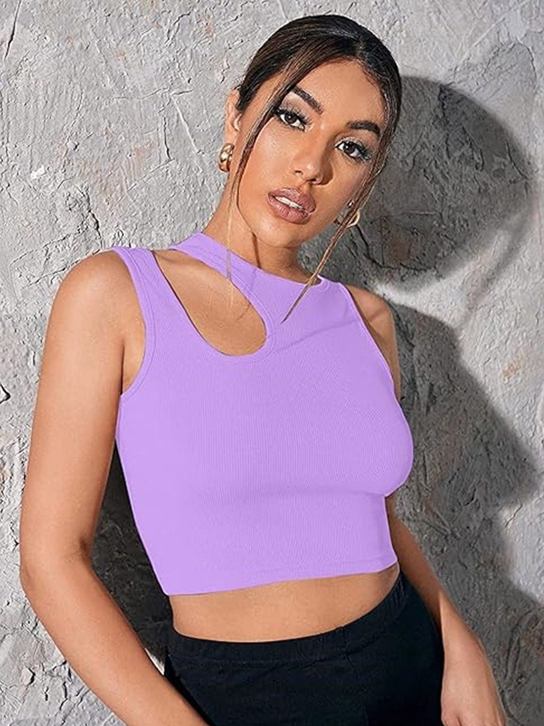 

WESTCHIC Crepe Crop Top, Purple
