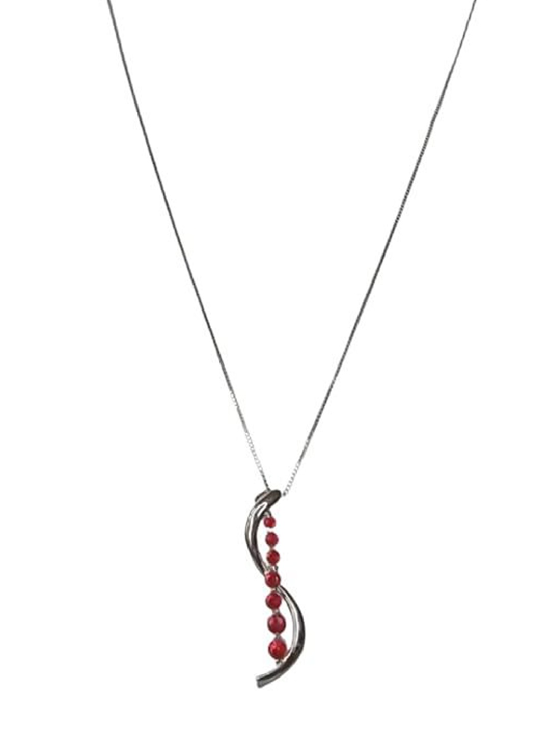 

ISHI New York 925 Sterling Silver Seven Chapters CZ Necklace (Red)