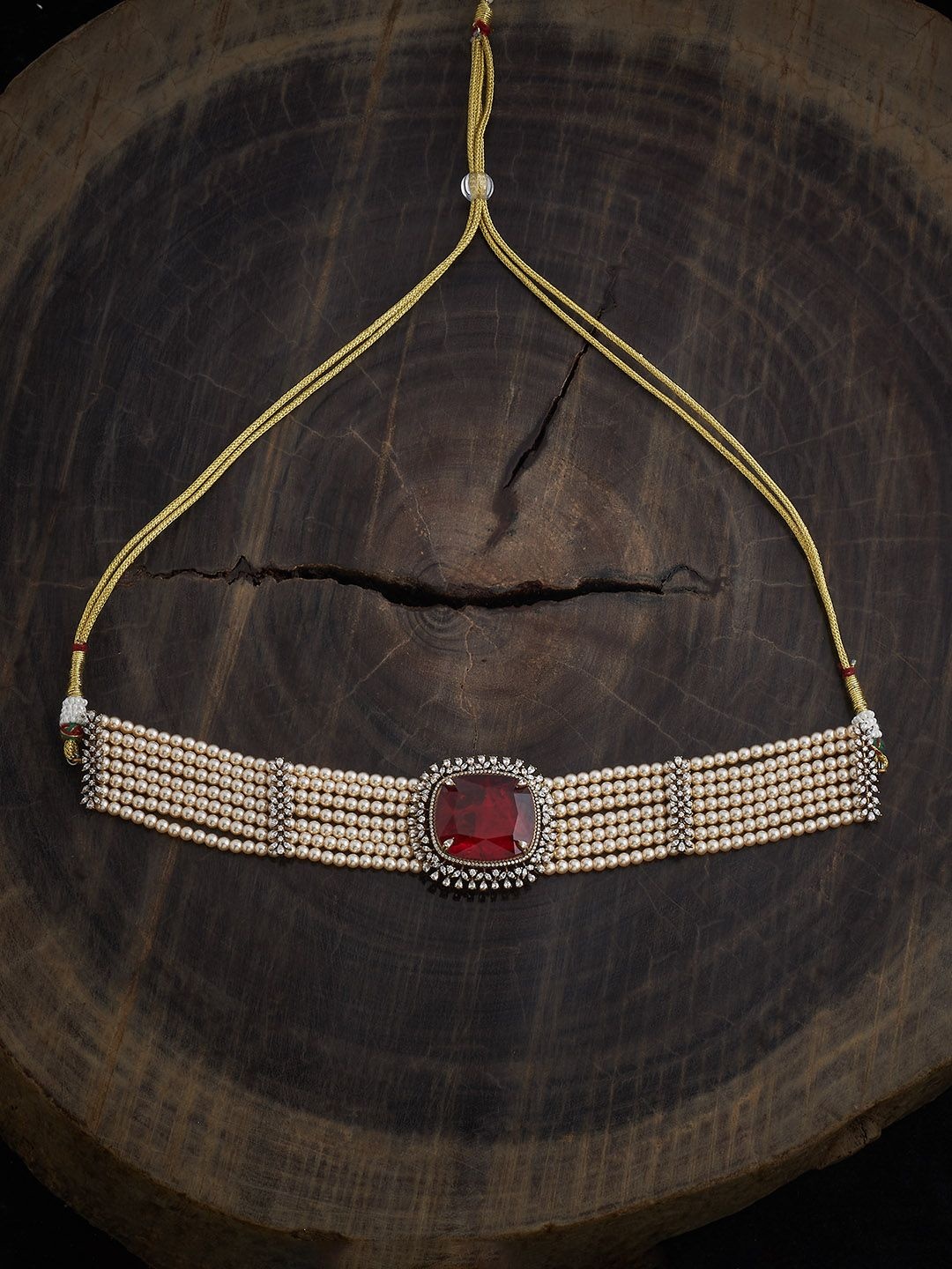 

Kushal's Fashion Jewellery Gold-Plated Cubic Zirconia Studded Necklace