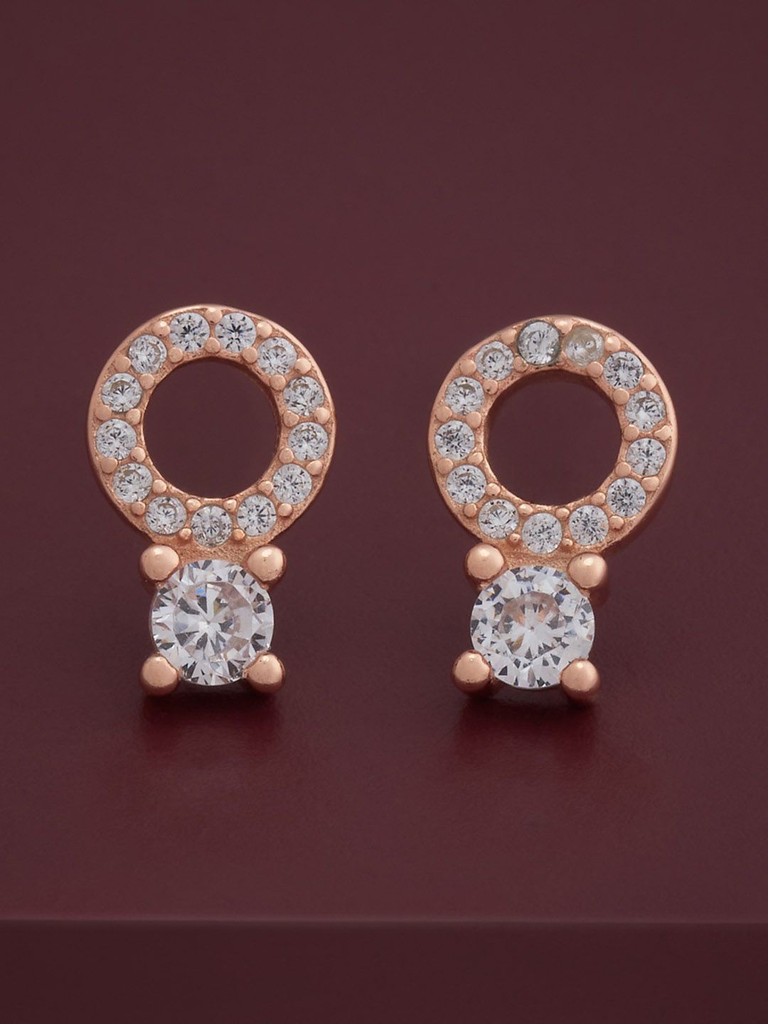 

Kushal's Fashion Jewellery 92.5 Silver Rose Gold-Plated Classic Studs