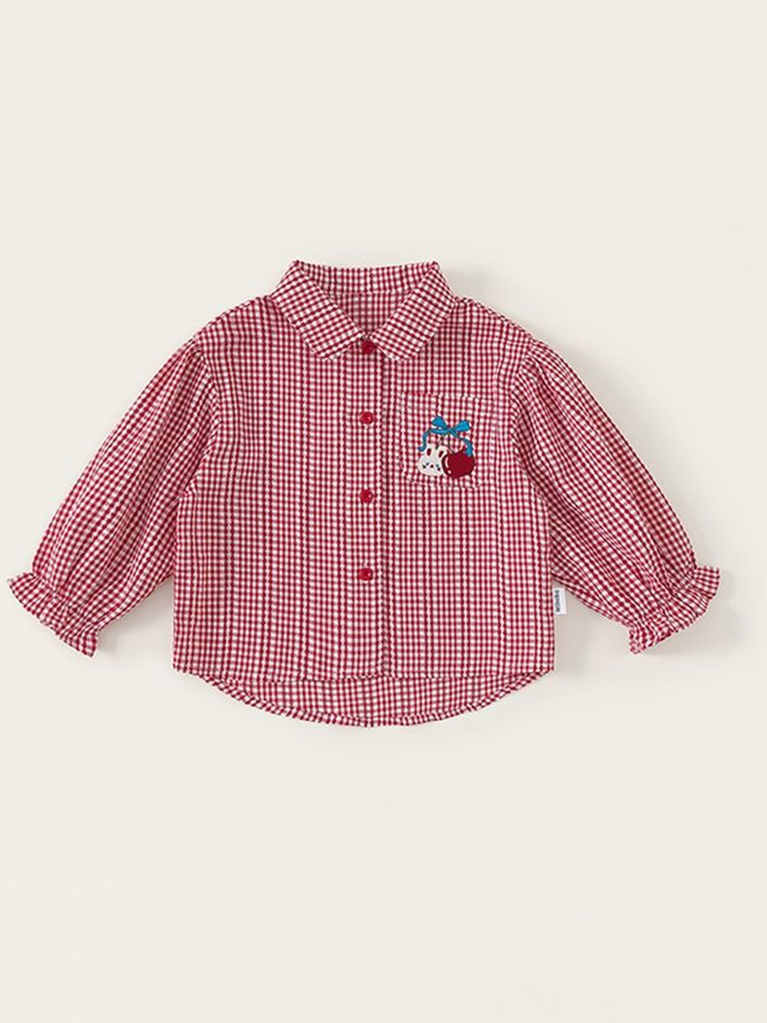 

LULU & SKY Boys Spread Collar Micro Checked Cotton Casual Shirt, Red