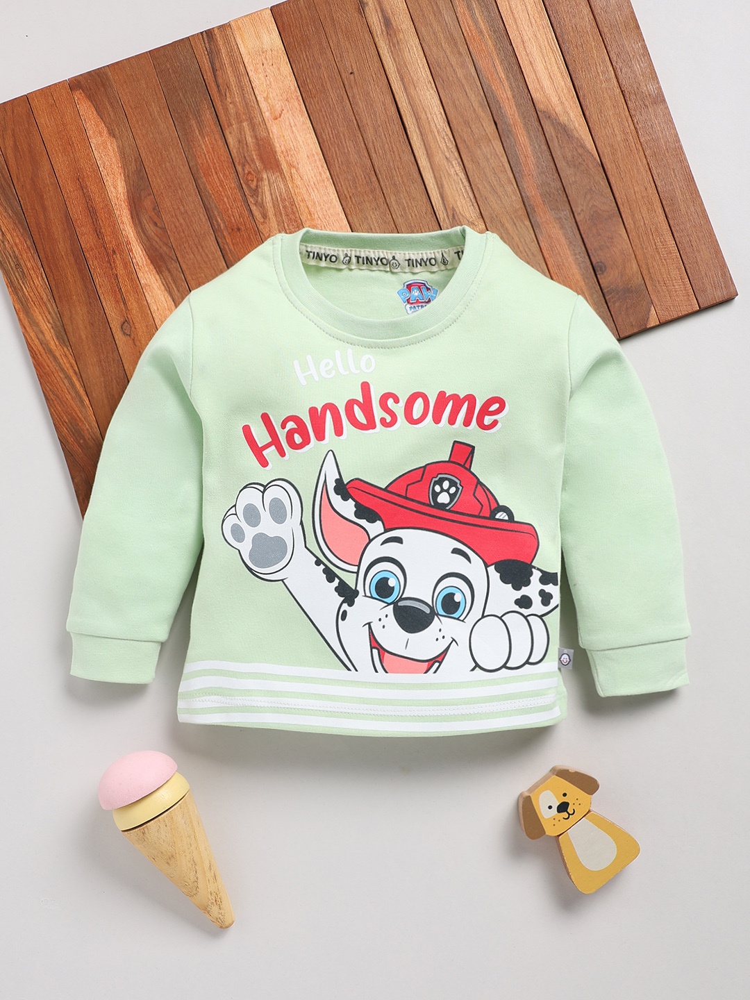 

YK X Tinyo Infant Boys Paw Patrol Printed Cotton T-shirt, Green