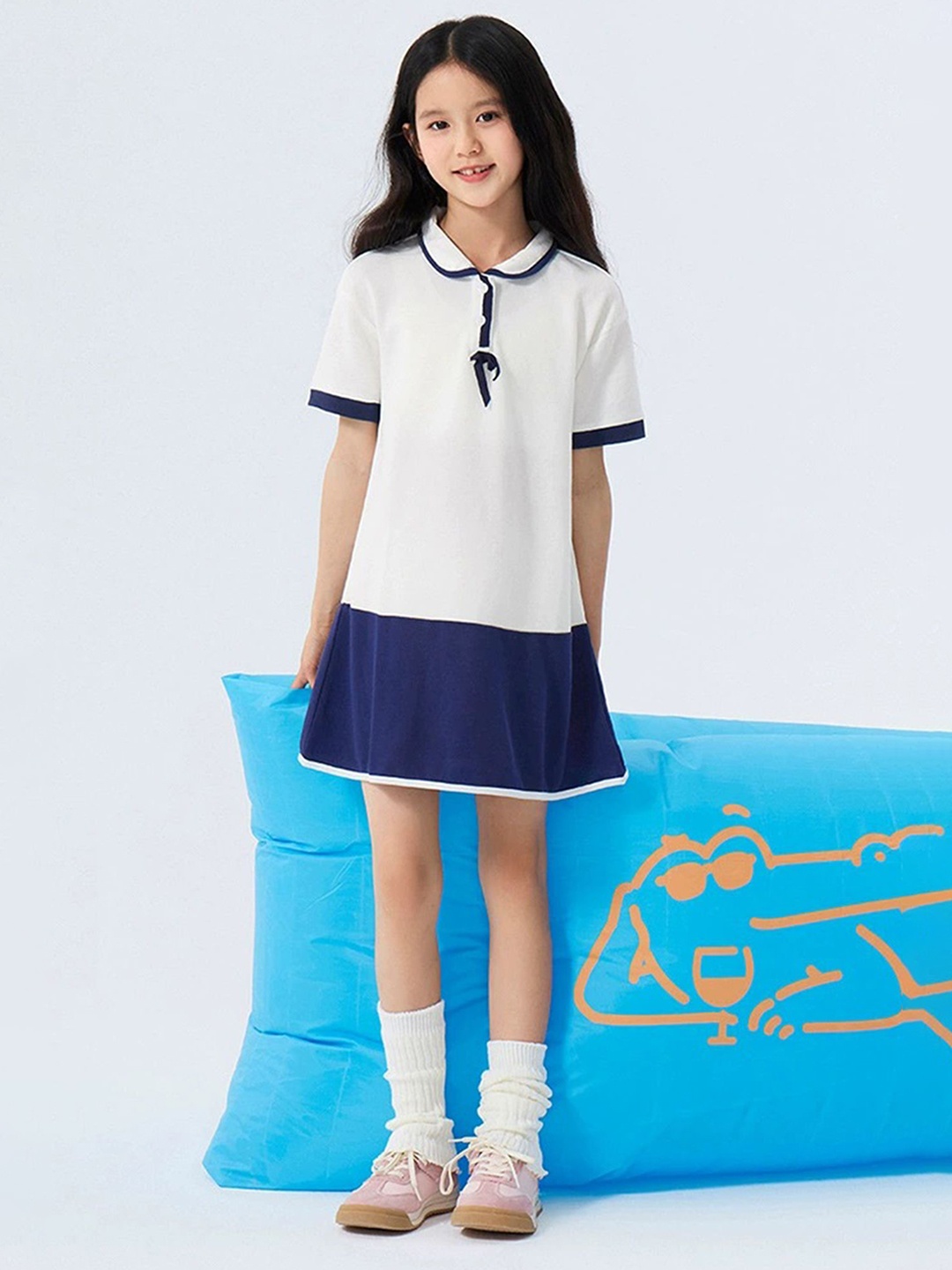 

LULU & SKY Girl Shirt Collar Short Sleeves Mini Dress, Multi