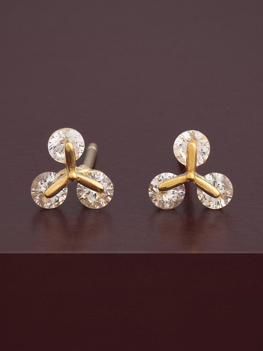 

Kushal's Fashion Jewellery 92.5 Silver Gold-Plated Classic Studs, White