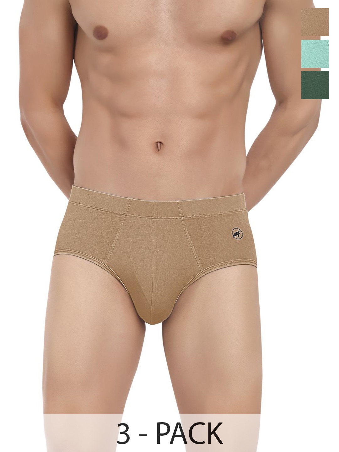 

LOGGERHEAD Pack Of 3 Cotton Hipster Briefs LHIB012-Beige-Mint-Green