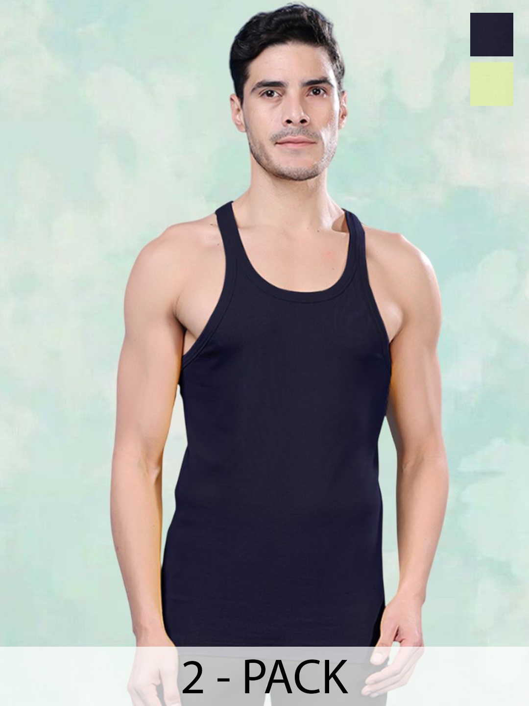 

FBAR Pack Of 2 Sleeveless Gym Vests - FBCA-17-33, Navy blue
