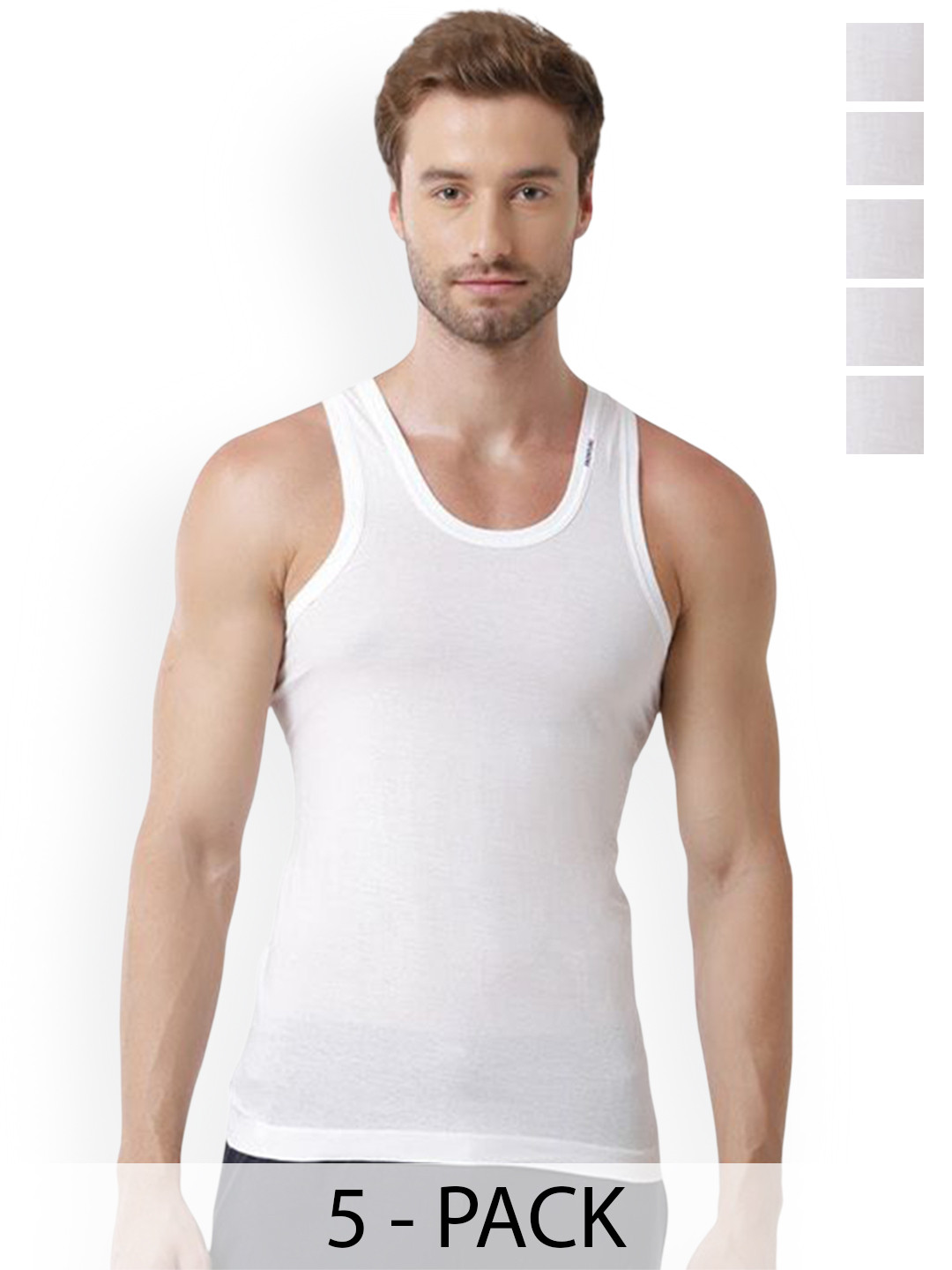 

Rupa Pack Of 5 Pure Cotton Innerwear Vests Frontline-White-Vest-RN-5-75