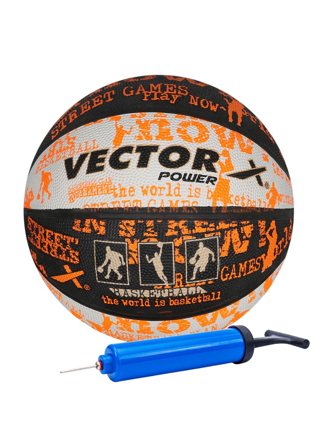 

VECTOR X POWER Printed Basketball With Pump & Air Needle, Black