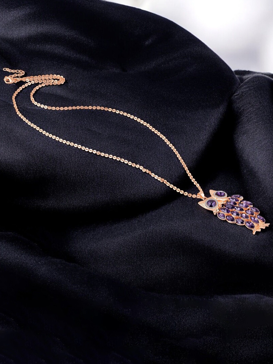 

Mahi Rose Gold-Plated Owl-Shaped Pendants with Chains