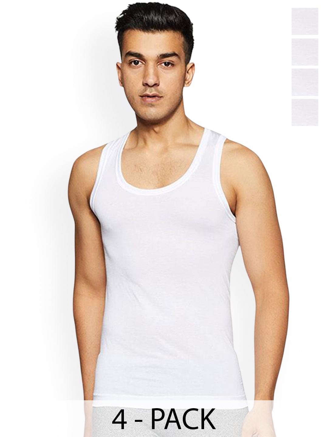 

Rupa Pack Of 4 Cotton Under Shirt Vests Frontline-Air-Whit-RN-4-80, White