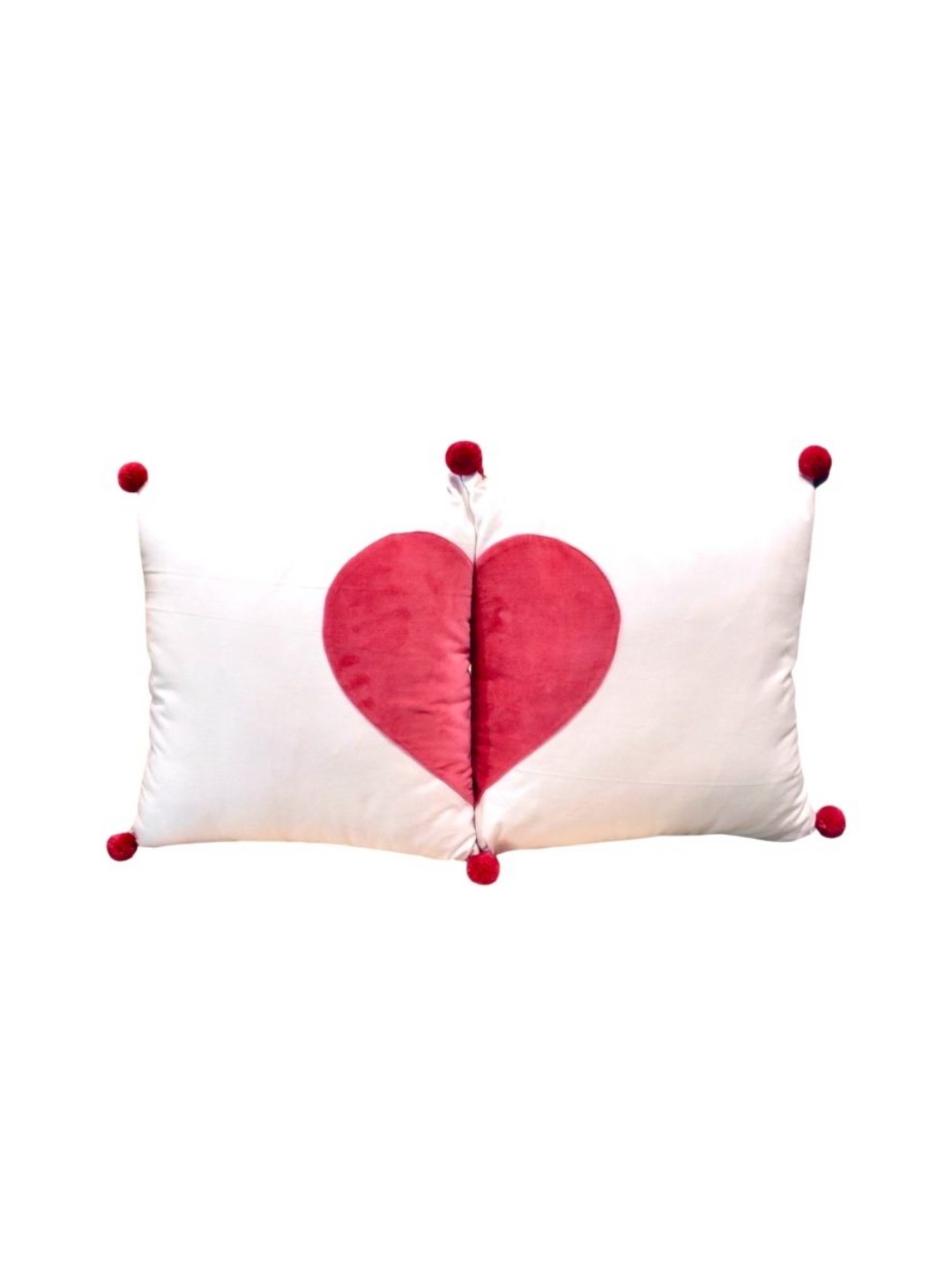 

THROWPILLOW White & Red Set of 2 Embellished Velvet Rectangle Cushion Covers