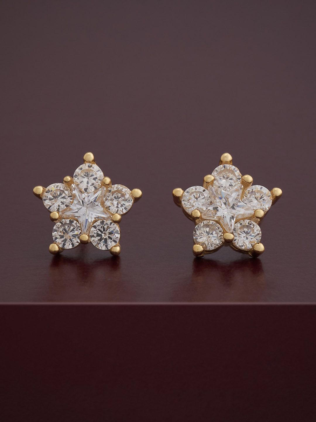 

Kushal's Fashion Jewellery 92.5 Sterling Silver Gold-Plated Floral Shaped Studs