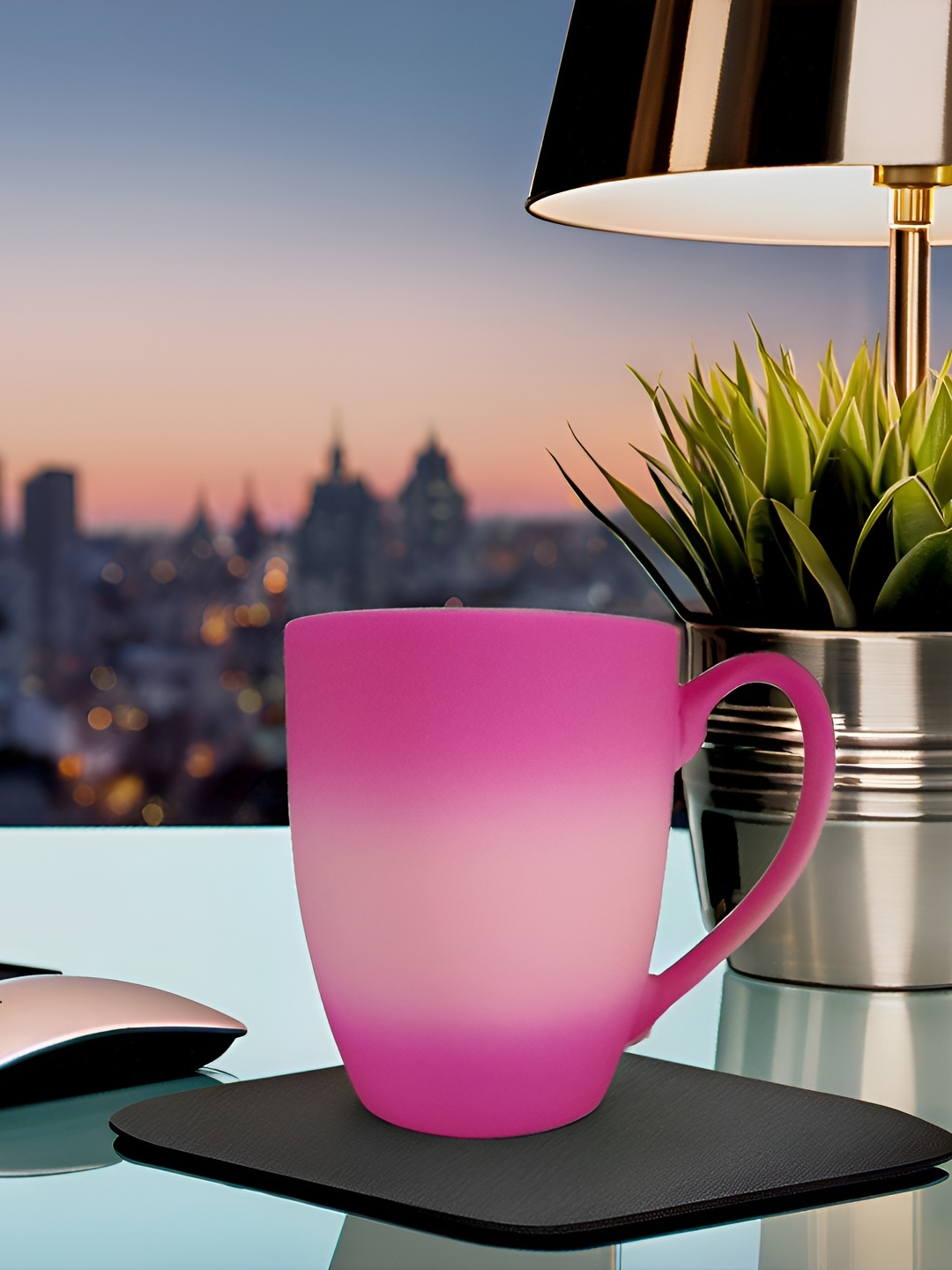 

Shreedah Pink & White Easy to Clean Ceramic Matte Mugs