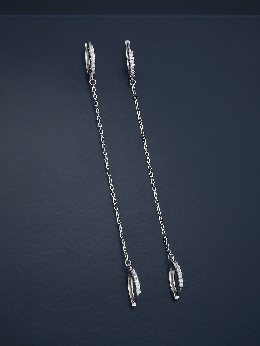 

Kushal's Fashion Jewellery 92.5 Silver Rhodium-Plated CZ Classic Hoop Earrings