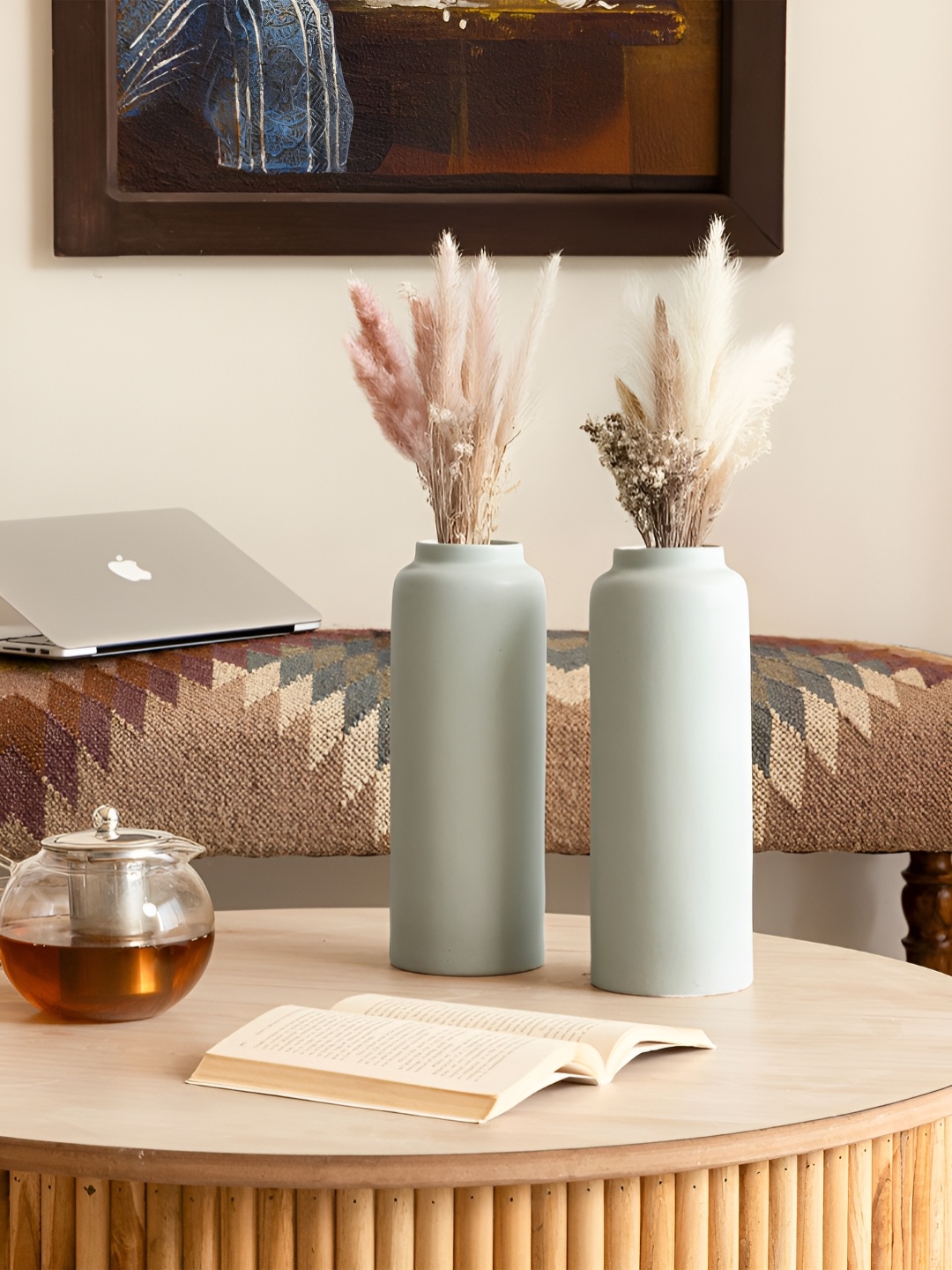 

Claymistry Sea green 2 Pieces Ceramic Flower Vase